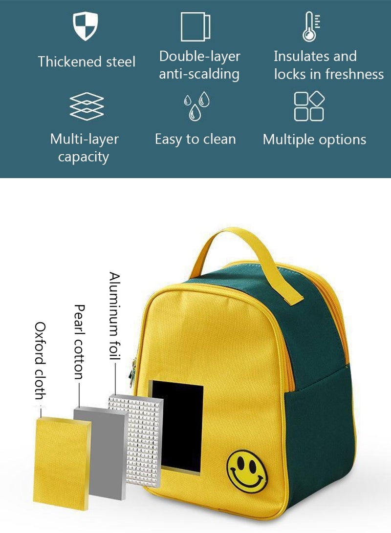 Lucky Triple Large Capacity Stainless Steel Lunch Box, Portable Insulated Lunch Box with Inner Compartment Warmer, Cutlery and Insulated Pouch, Microwaveable, Great for School, Camping and Work, Kitchen Organizer and Storage, Kitchen Accessories - Image 5